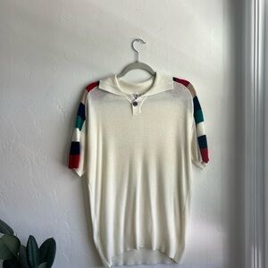 Cruel World White Cardigan with Purple Button